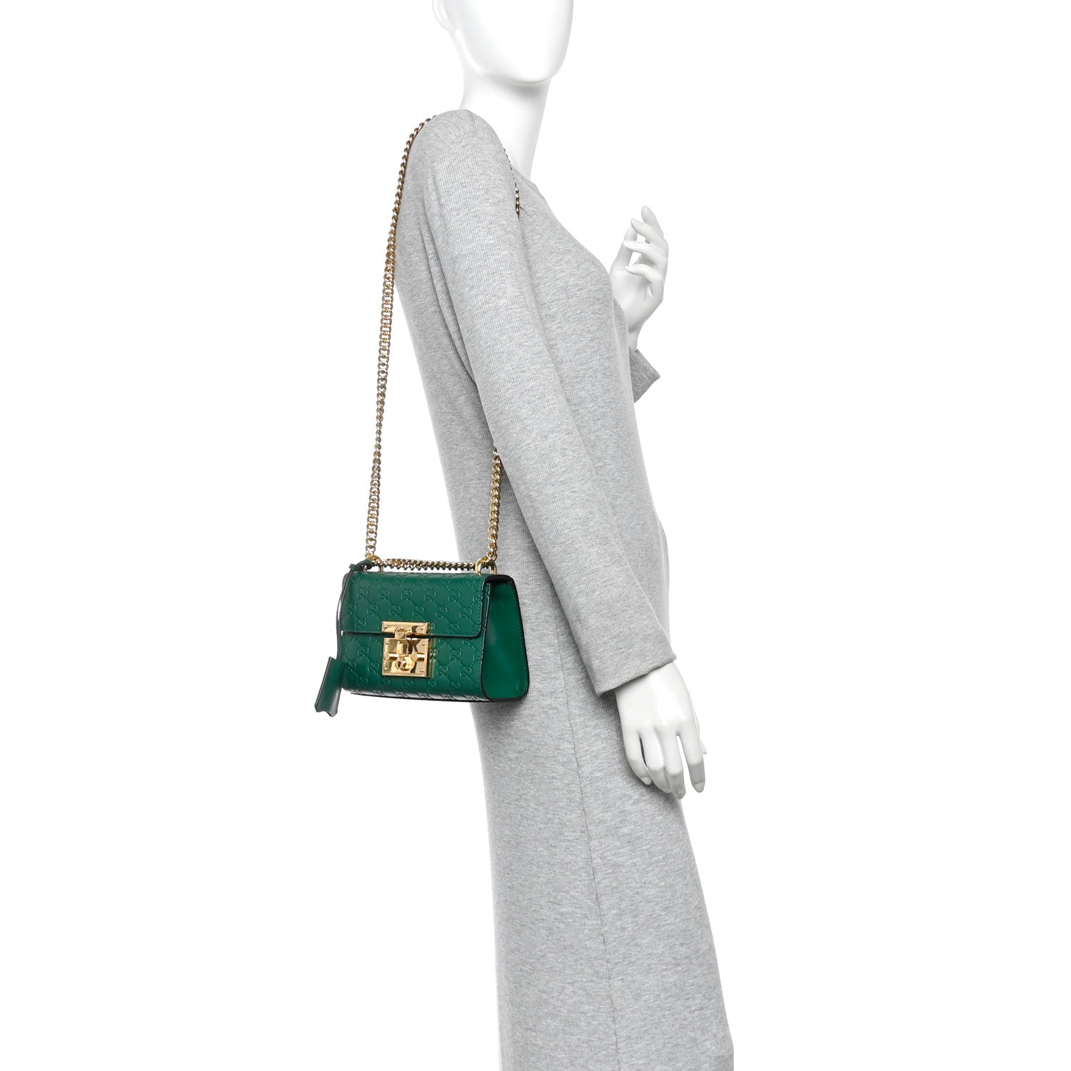 Guccissima Small Padlock Shoulder Bag Emerald