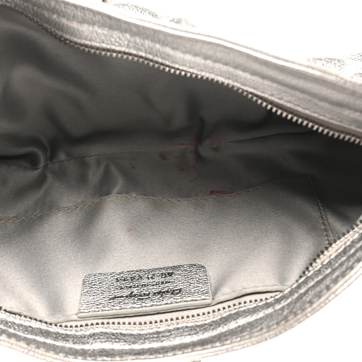 Metallic Calfskin Small Gancini Clutch Silver