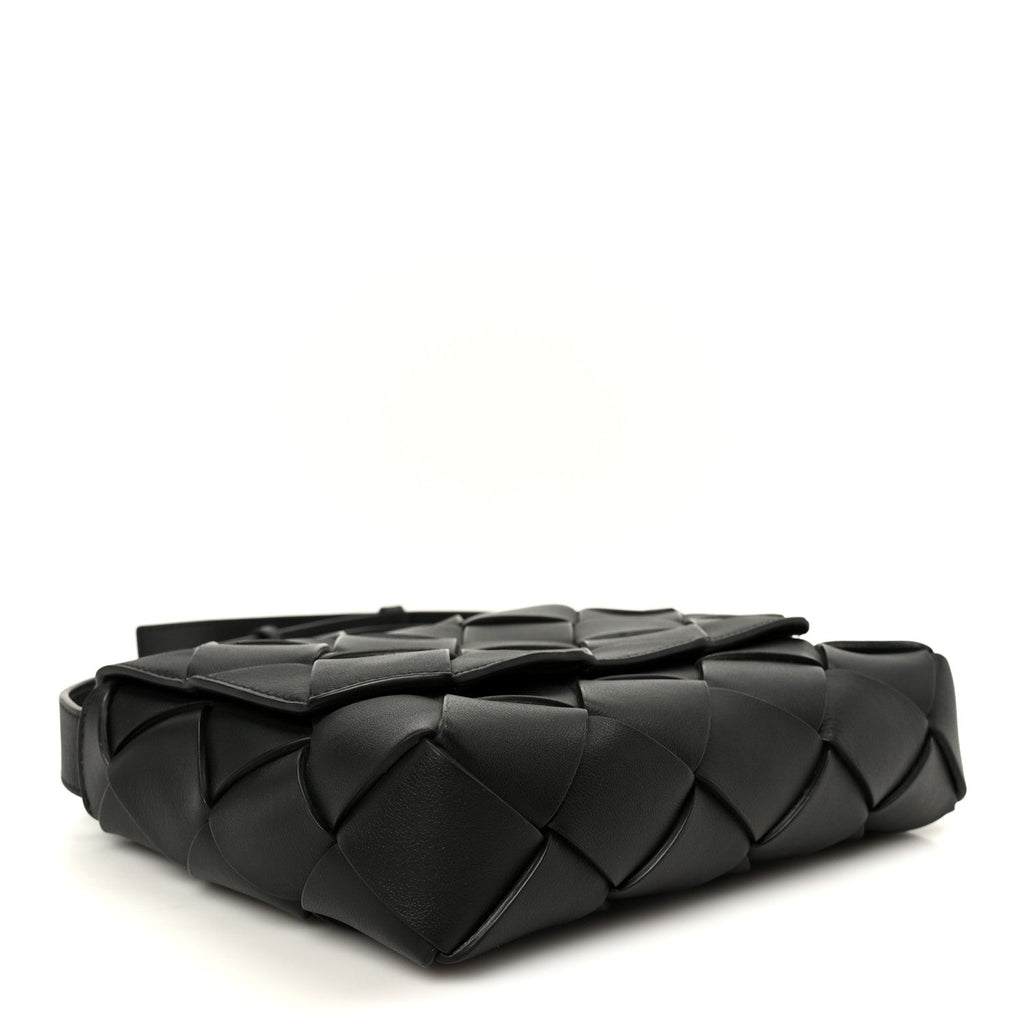 Grained Calfskin Intreccio Small Diago Crossbody Bag Black