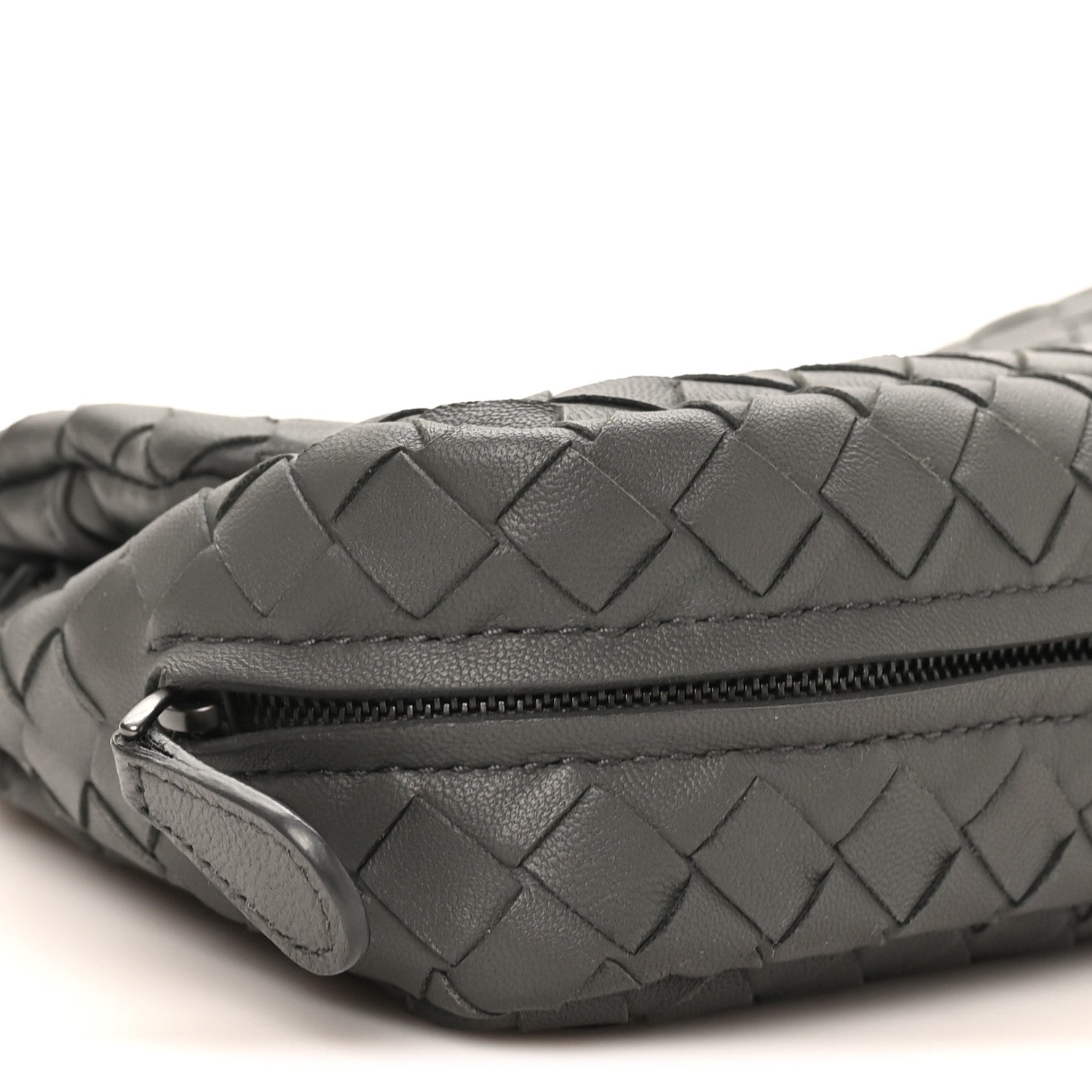 Nappa Intrecciato Small Chain Crossbody Light Grey