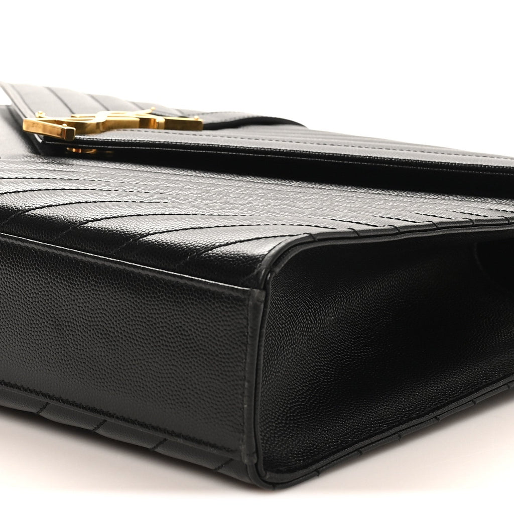 Grain De Poudre Matelasse Chevron Large Monogram Satchel Black
