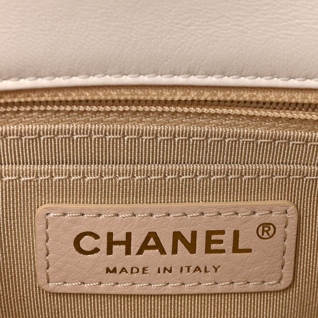 Lambskin Quilted Mini Romance Square Flap White