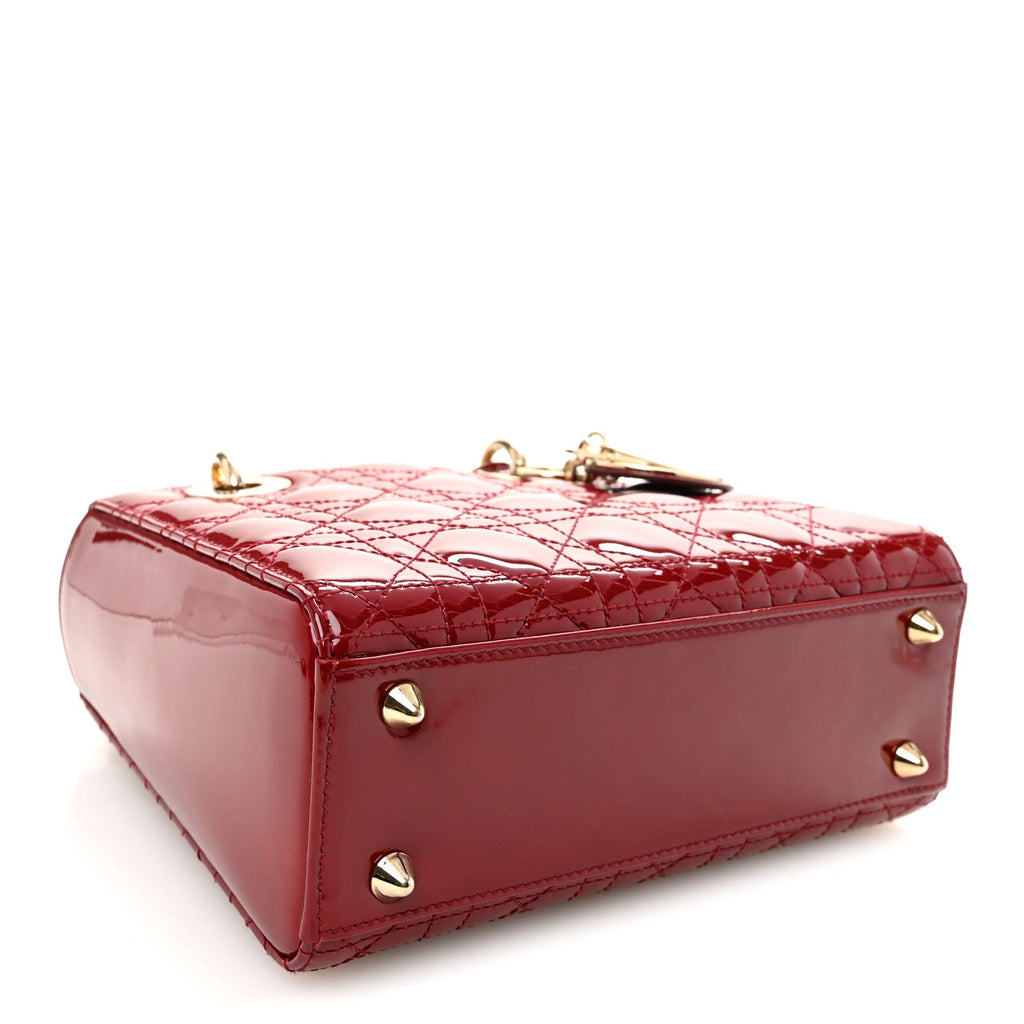 Patent Cannage Small Lady Dior Cherry Red