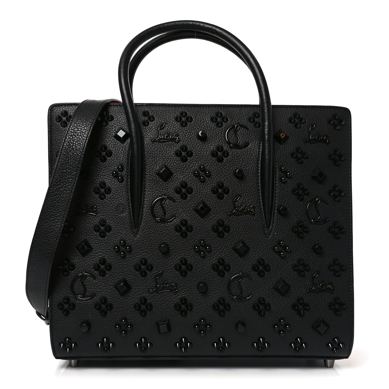Calfskin Spikes Loubinthesky Medium Paloma Black