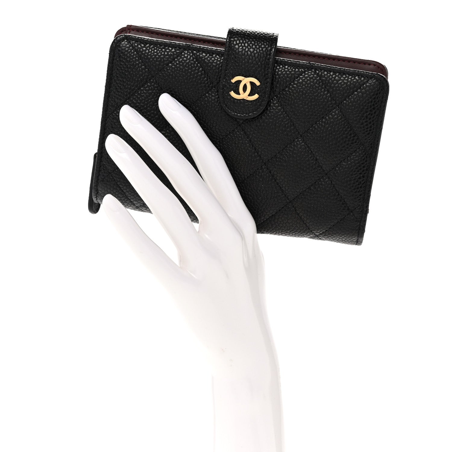 Caviar Quilted Zipped Pocket Wallet Black