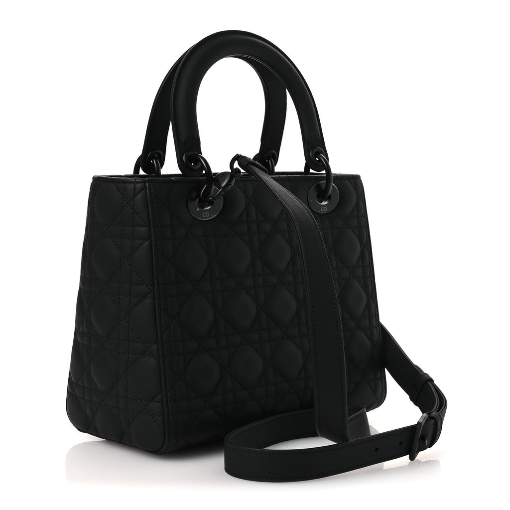 Ultra Matte Calfskin Cannage Medium Lady Dior Black