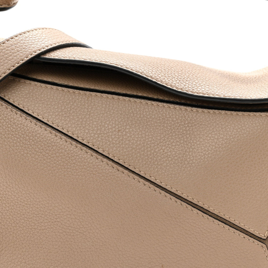 Grained Calfskin Small Puzzle Bag Sand