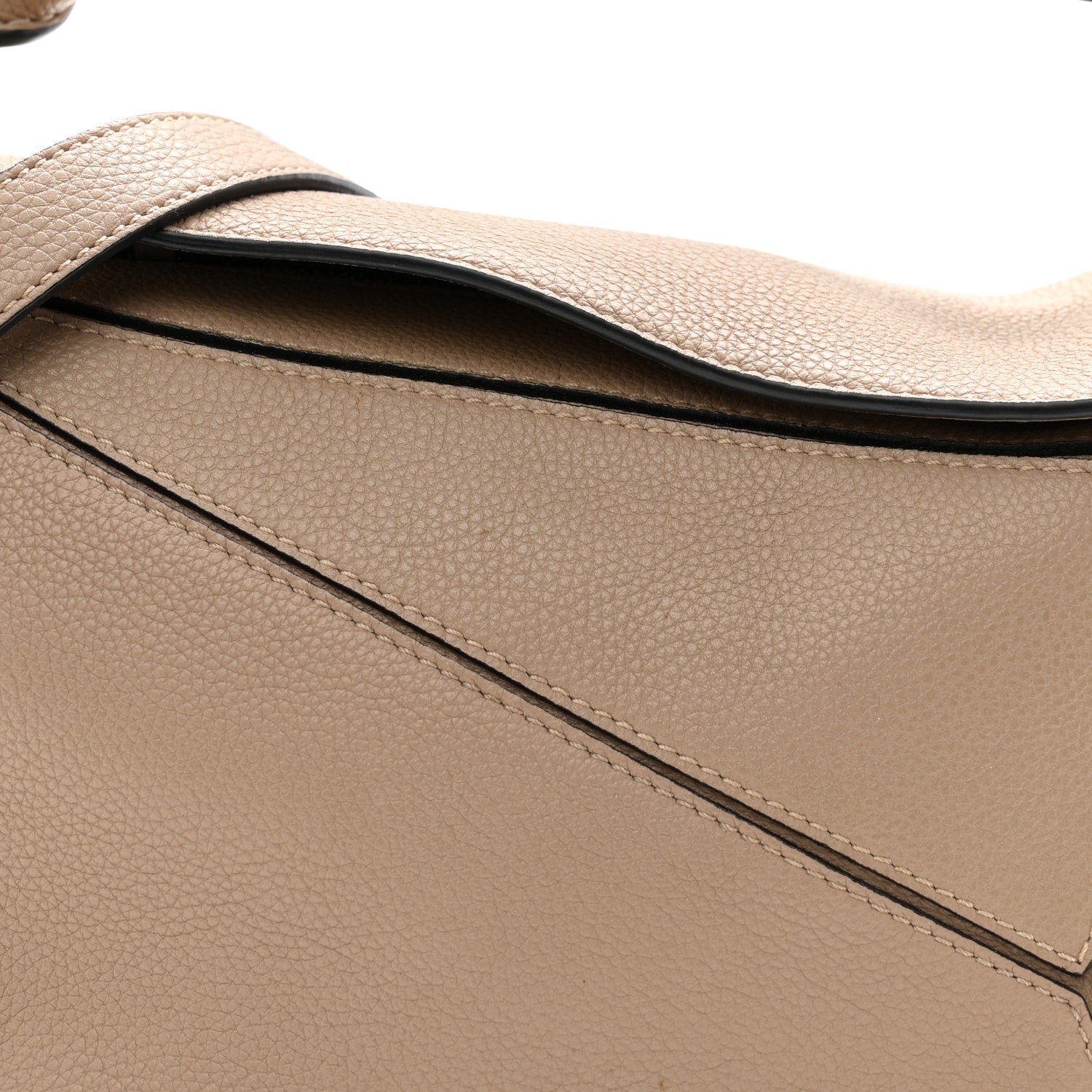 Grained Calfskin Small Puzzle Bag Sand