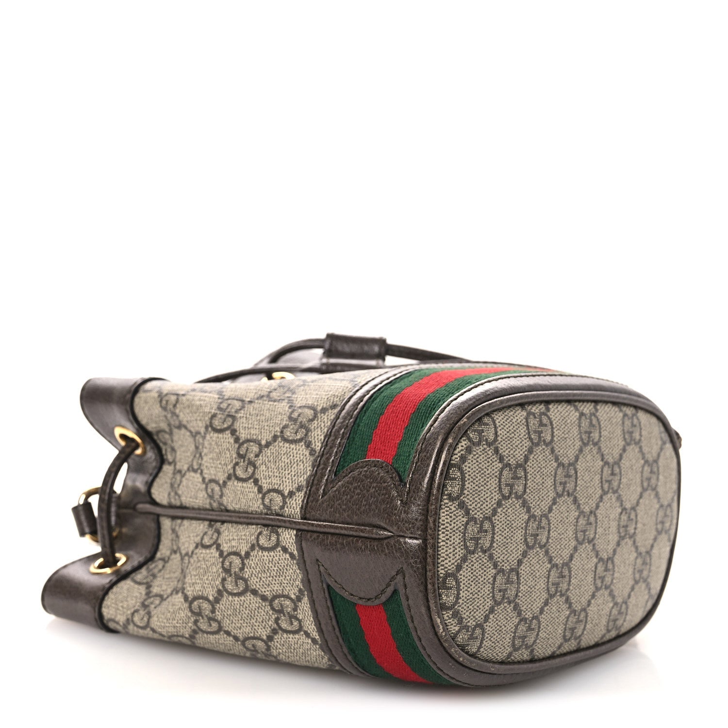 GG Supreme Monogram Web Mini Ophidia Bucket Bag Brown