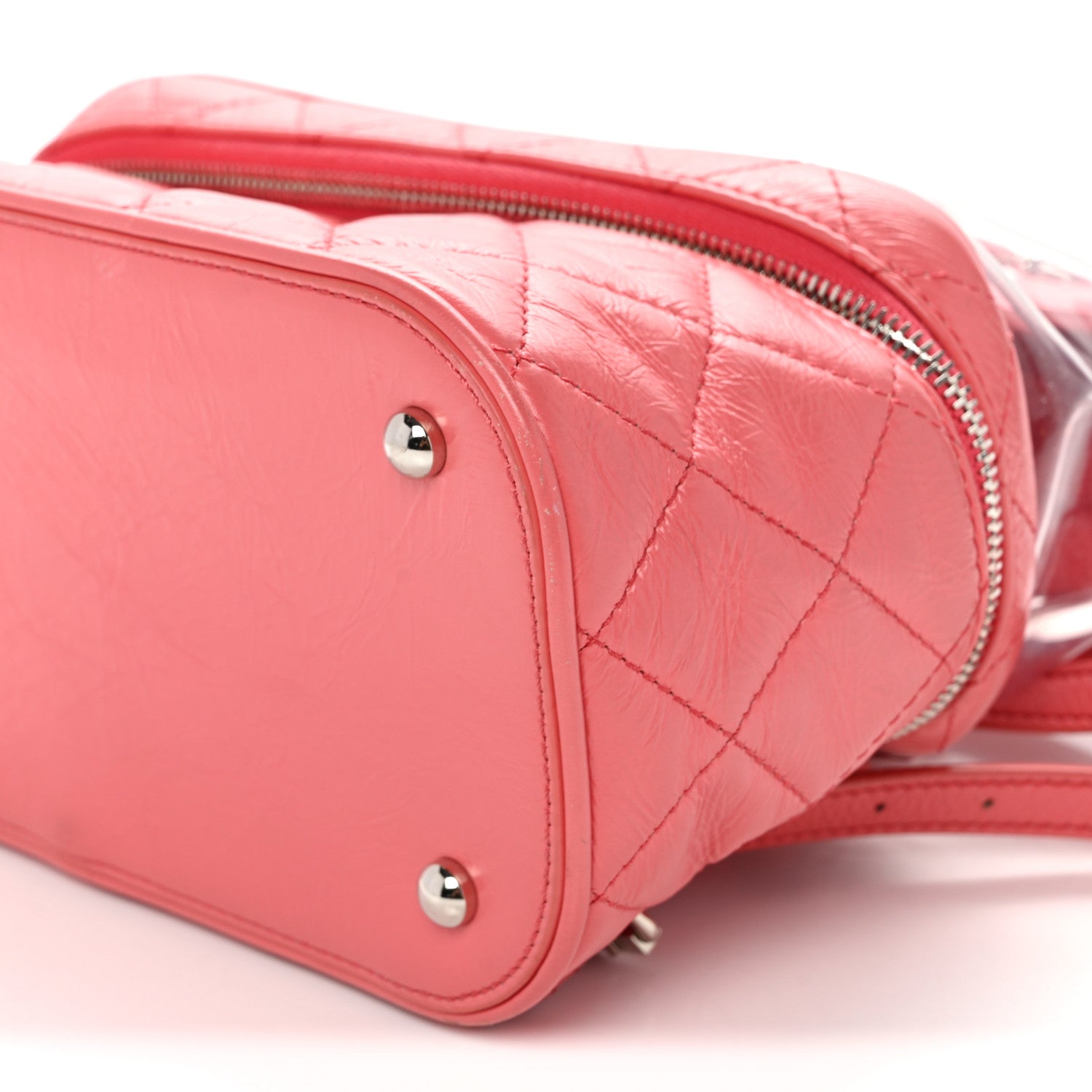 Crumpled Calfskin PVC Quilted Backpack Pink