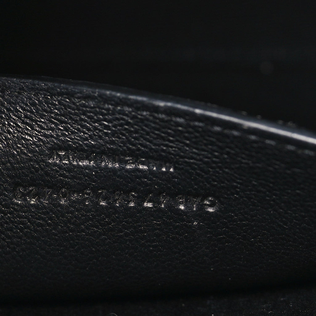 Shiny Calfskin Crocodile Embossed Small Manhattan Baguette Black