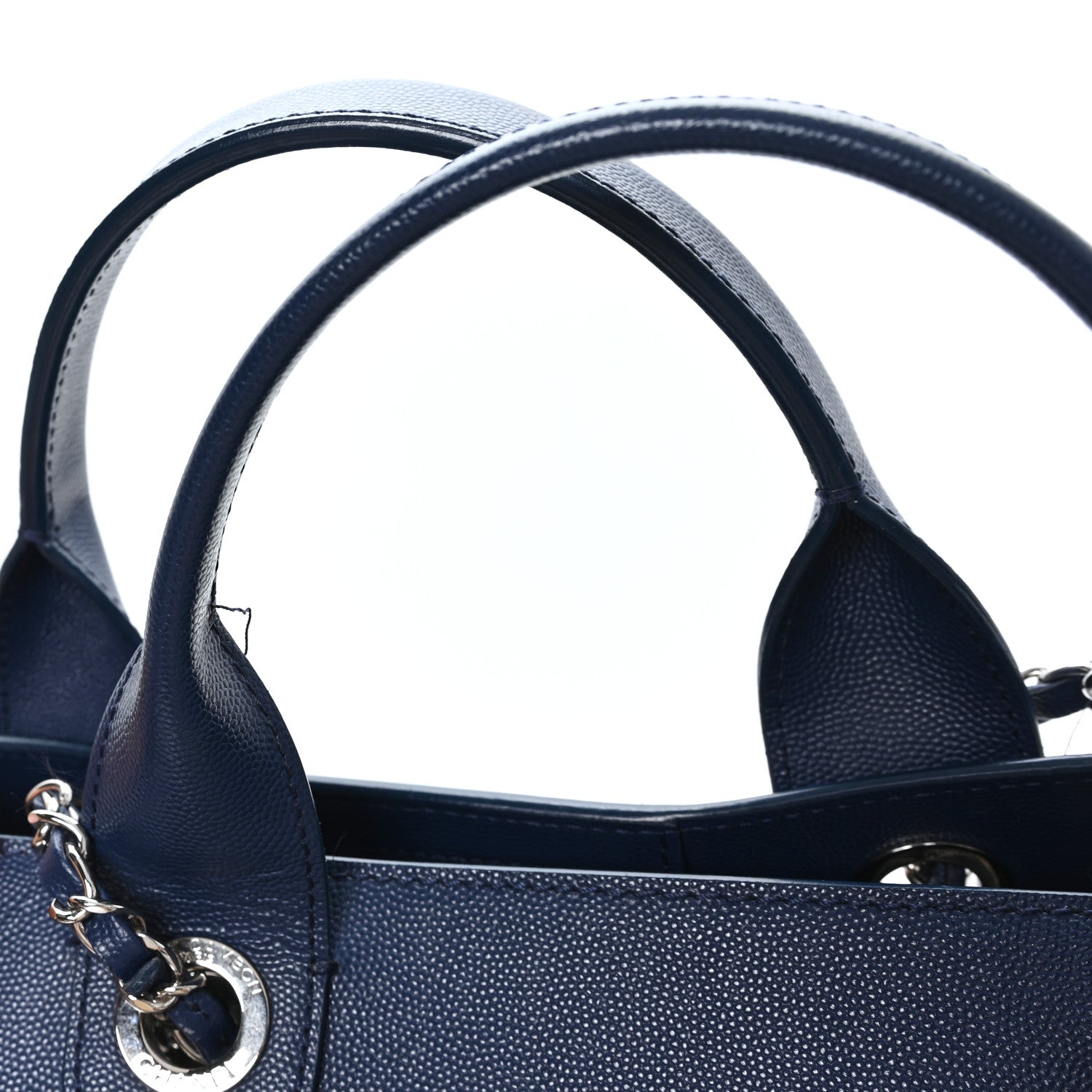 Caviar Large Studded Deauville Tote Navy