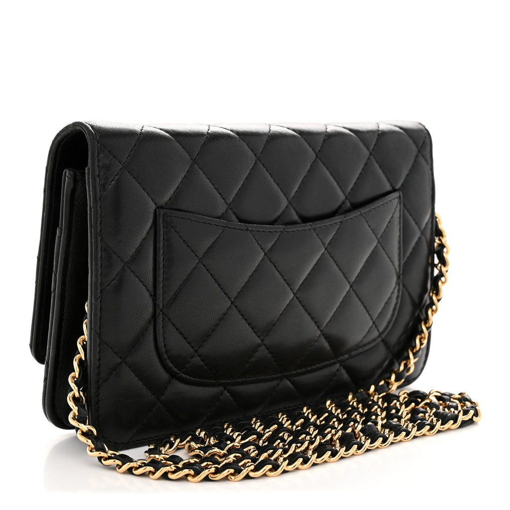 Lambskin Quilted Wallet On Chain WOC Black