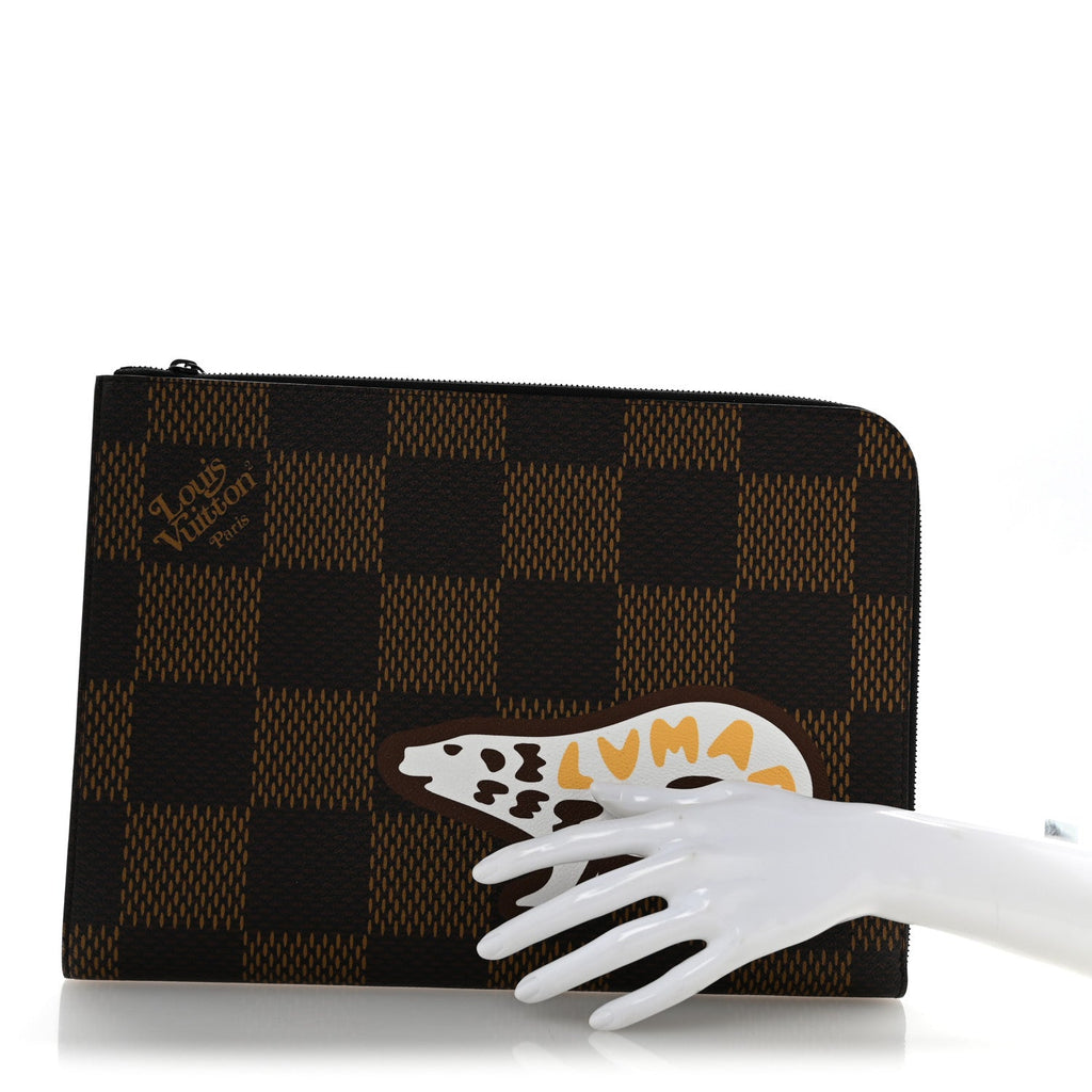 X NIGO Giant Damier Ebene Bear Pochette Jour GM