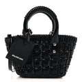 Faux Calfskin Braided Varnished XXS Bistro Basket Black