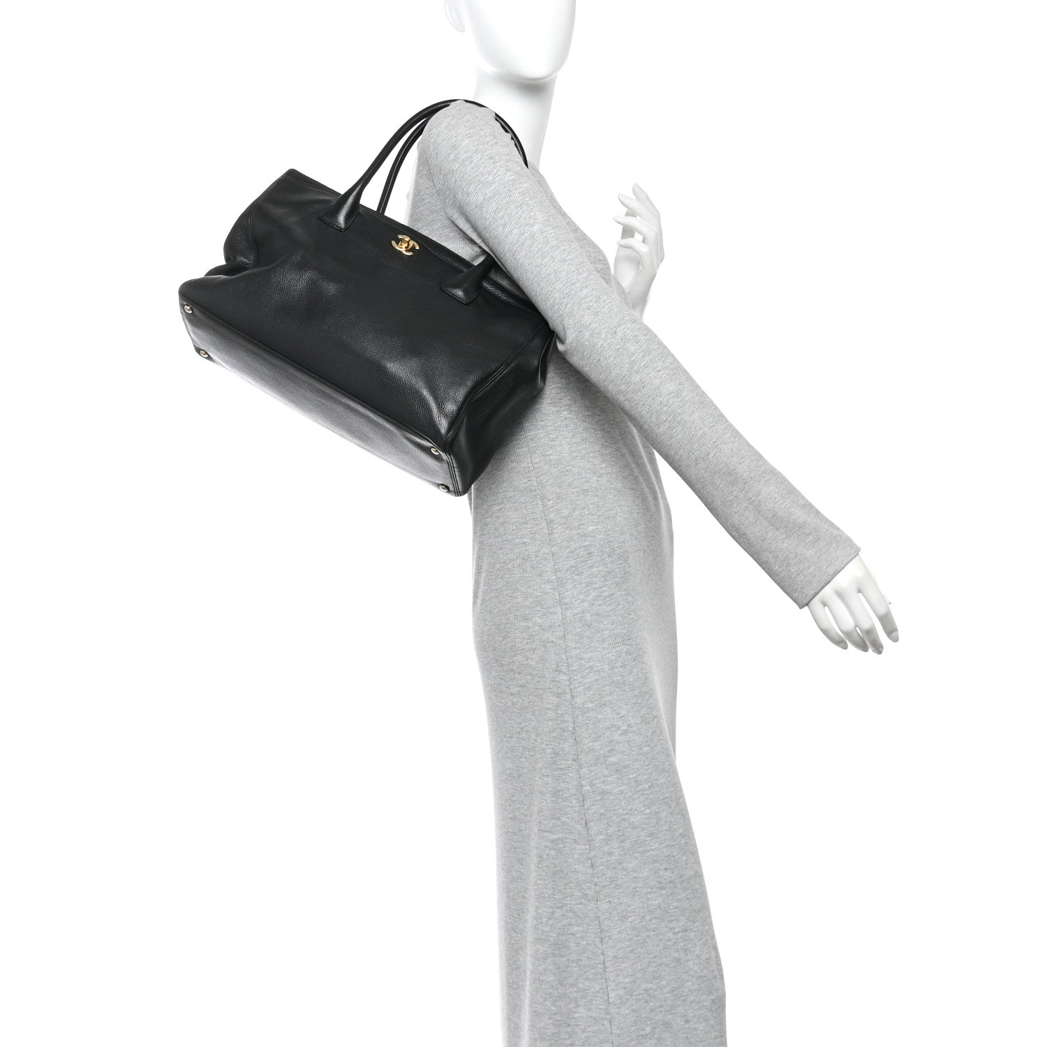 Calfskin Cerf Executive Shopper Tote Black