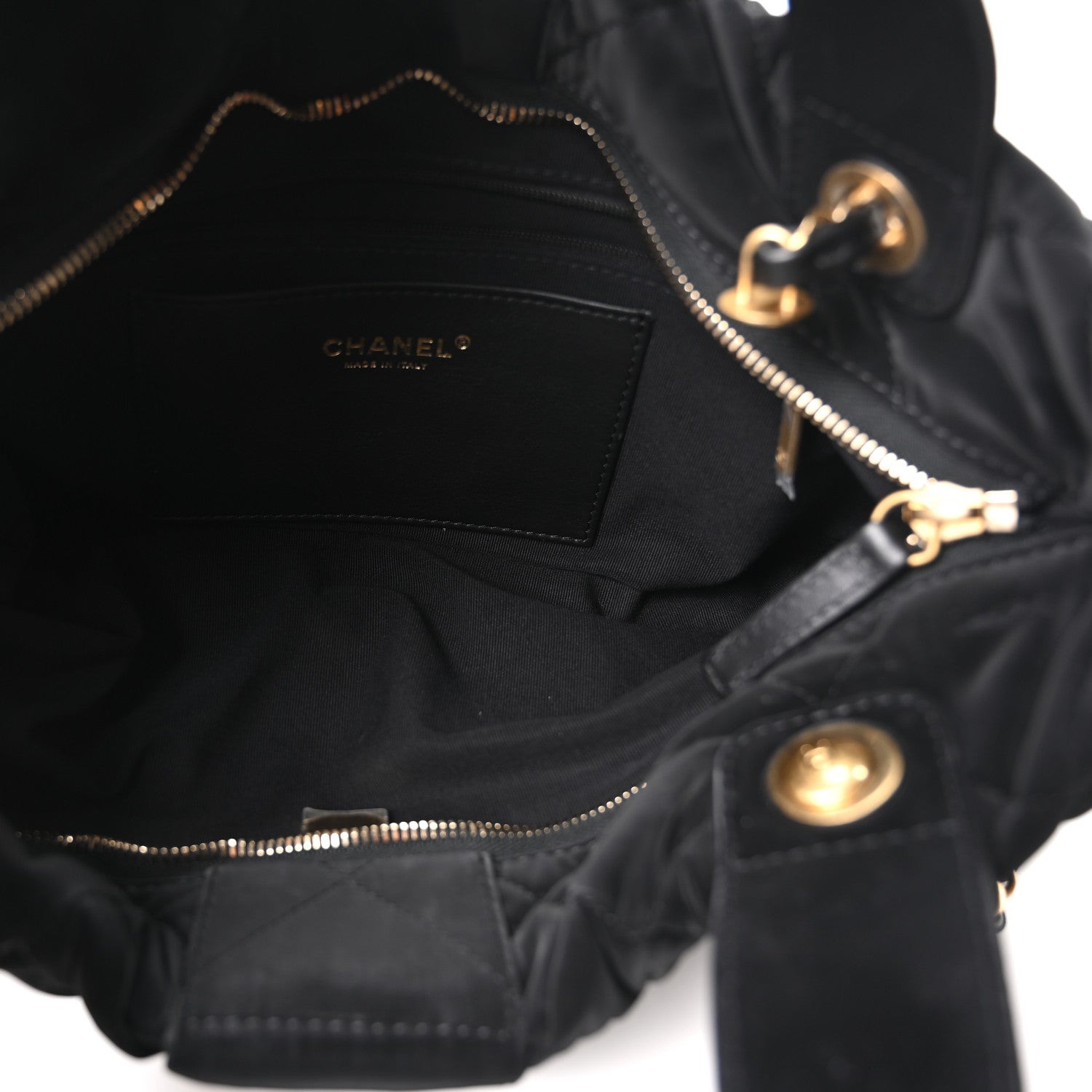 Velvet Effect Nylon Quilted Bow Bag Black