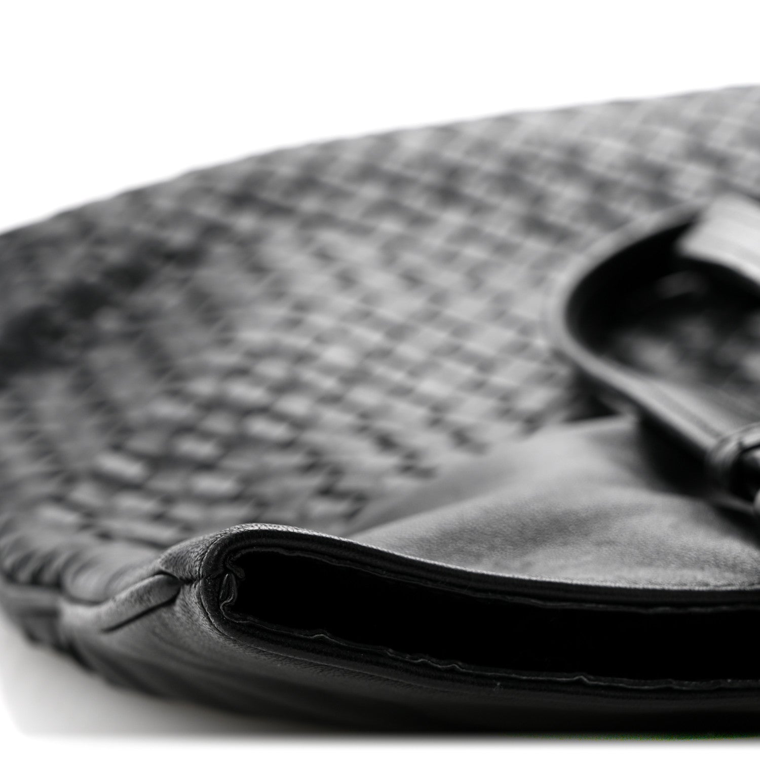 Nappa Intrecciato Flat Shoulder Bag Black