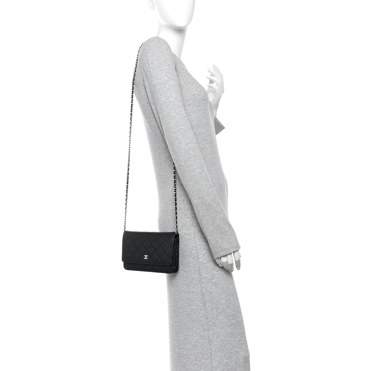 Caviar Quilted Wallet On Chain WOC Black