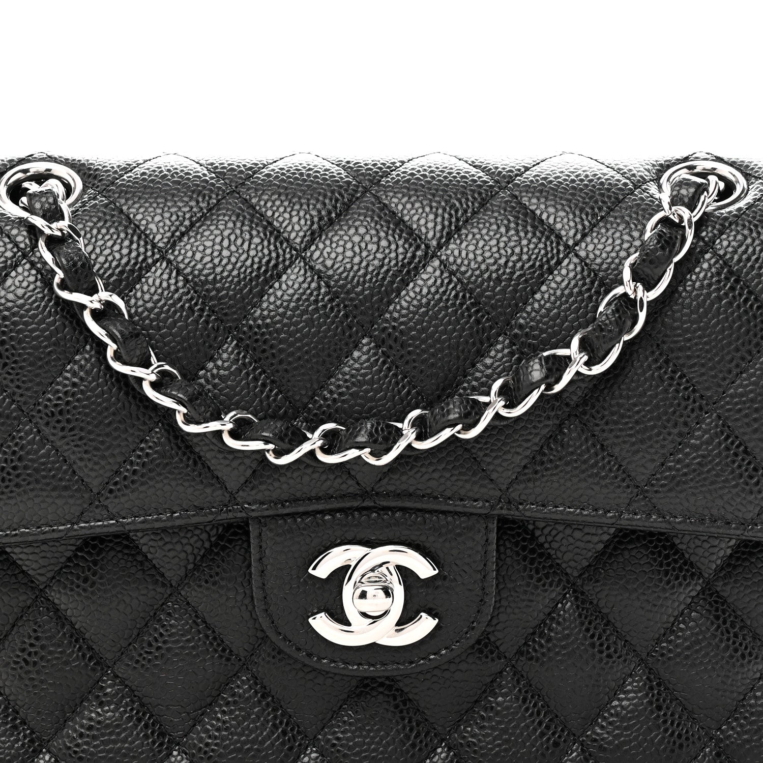 Caviar Quilted Small Double Flap Black
