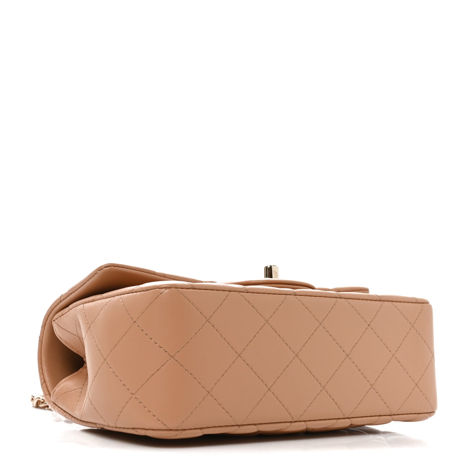 Lambskin Quilted Mini Top Handle Rectangular Flap Dark Beige