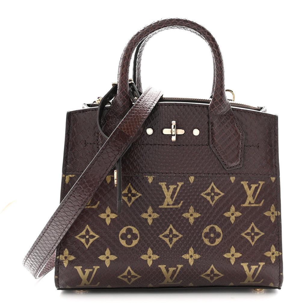 Snakeskin Monogram City Steamer Mini Brown