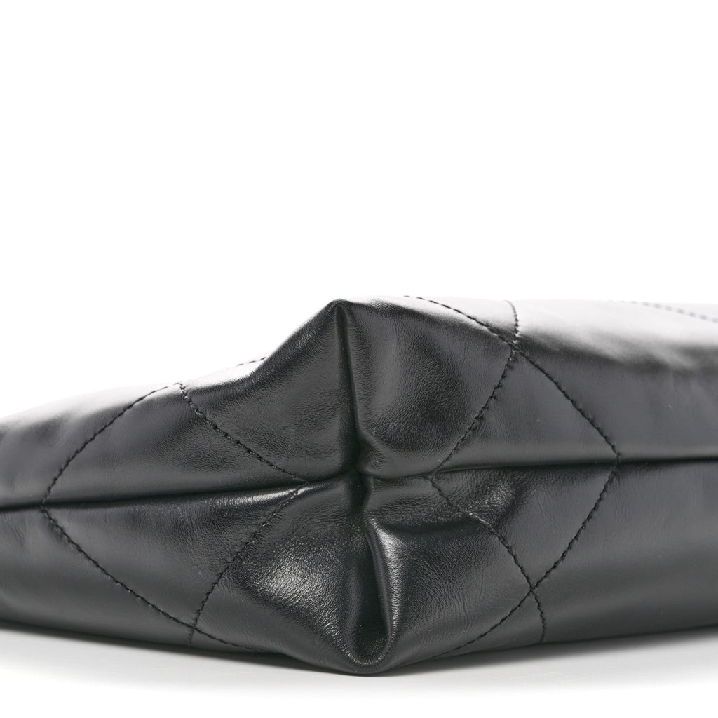 Shiny Calfskin Quilted Small Chanel 22 Black