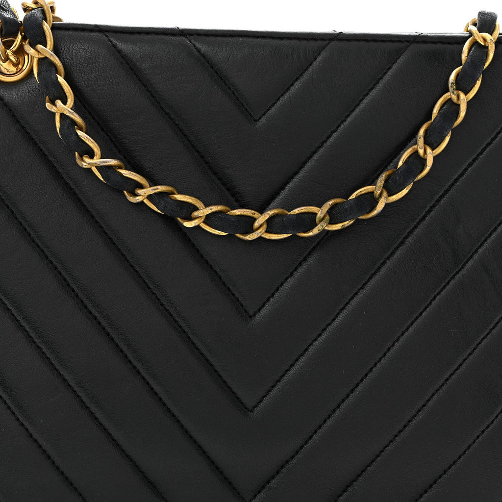 Lambskin Chevron Small Shoulder Bag Black
