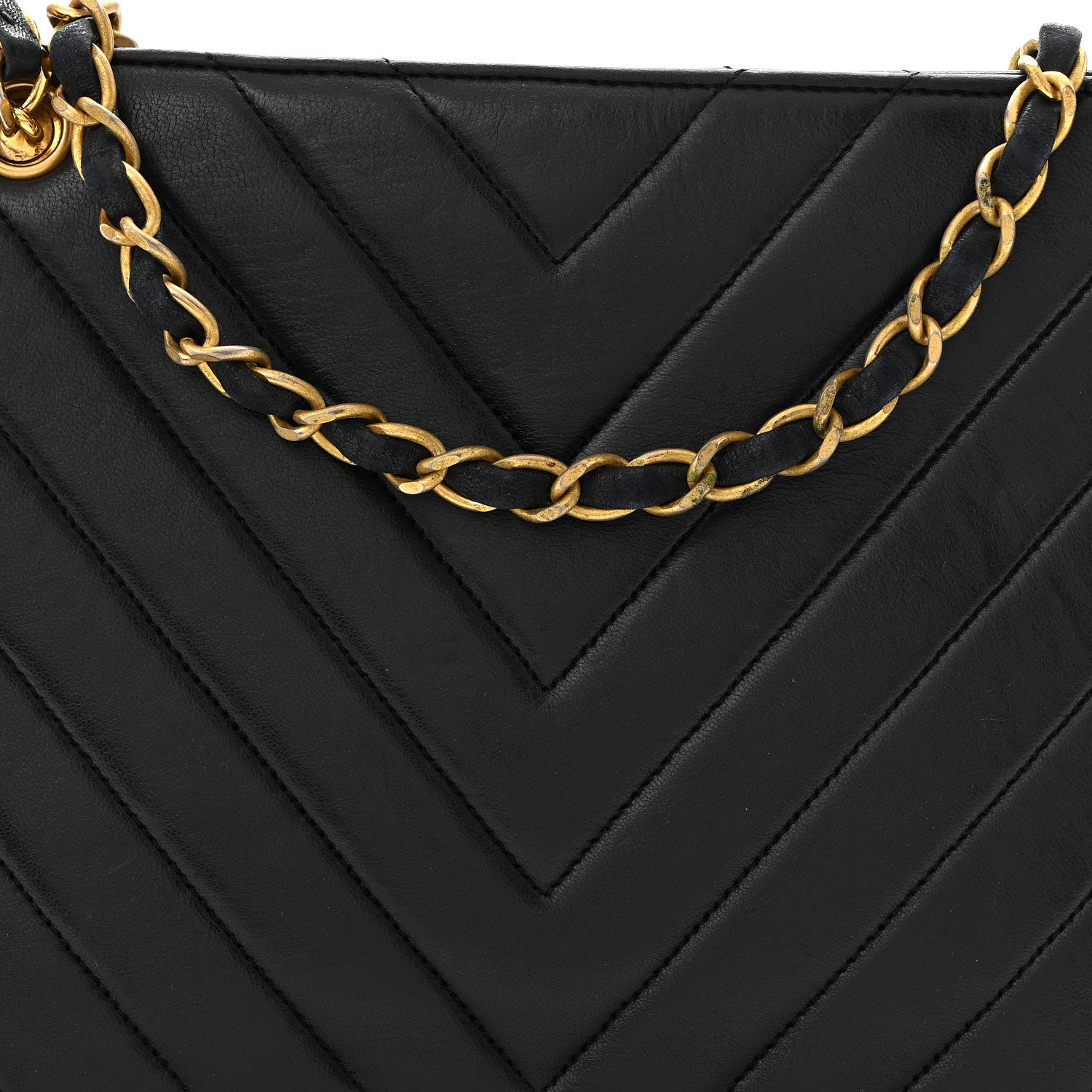 Lambskin Chevron Small Shoulder Bag Black