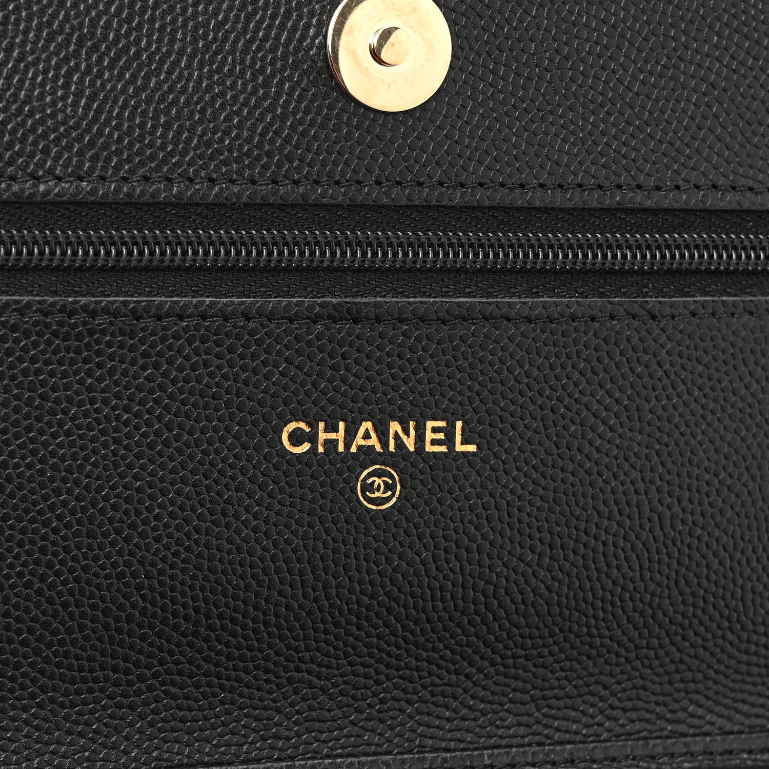 Caviar Quilted Crystal CC Wallet On Chain WOC Black