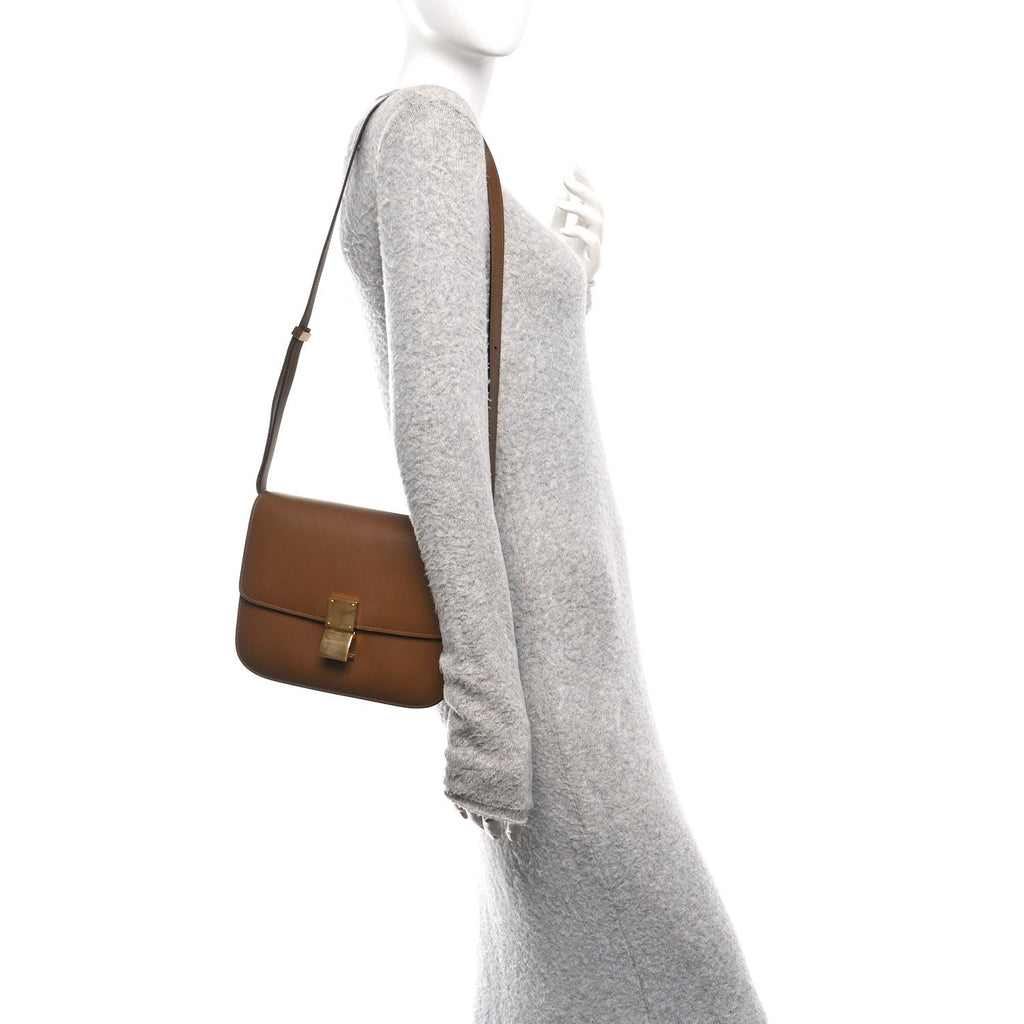 Box Calfskin Medium Classic Box Flap Bag Camel