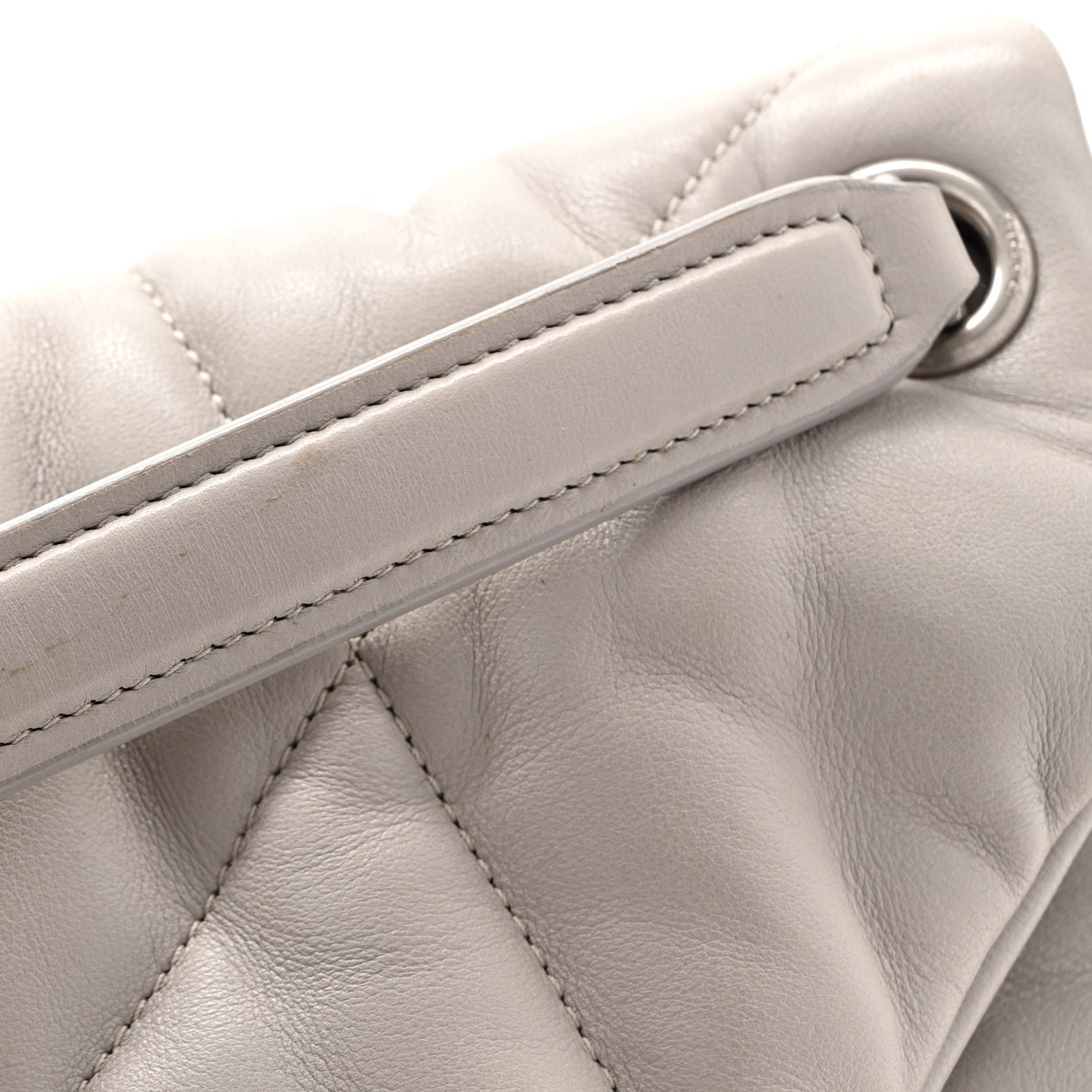 Lambskin Quilted Medium Loulou Puffer Monogram Chain Satchel Blanc Vintage