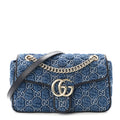 Denim Matelasse Small GG Marmont Shoulder Bag Blue