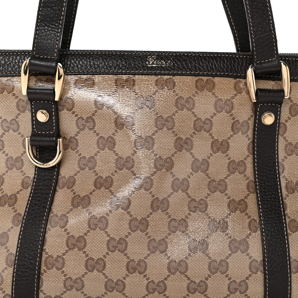 Crystal Monogram Medium Abbey Tote Brown