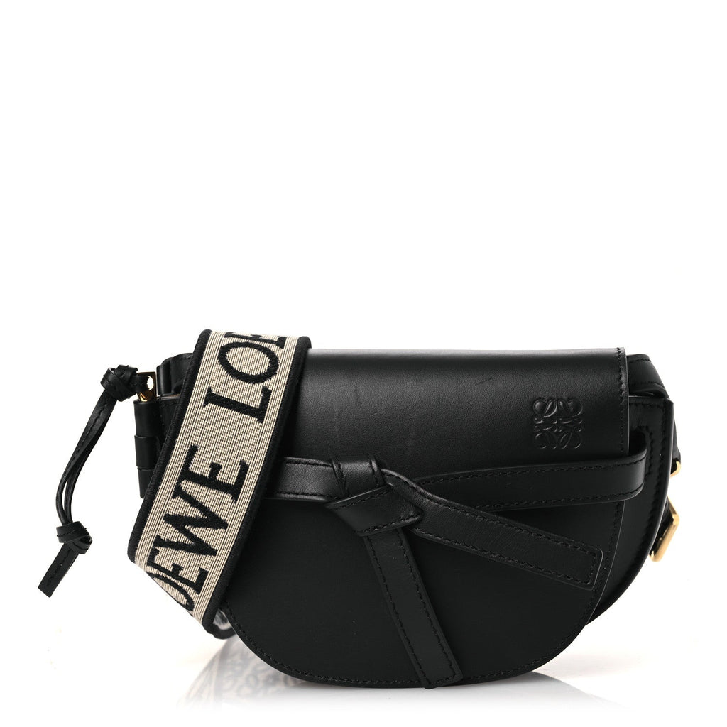 Calfskin Jacquard Mini Gate Dual Bag Black