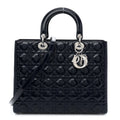 Patent Cannage Large Lady Dior Navy Blue
