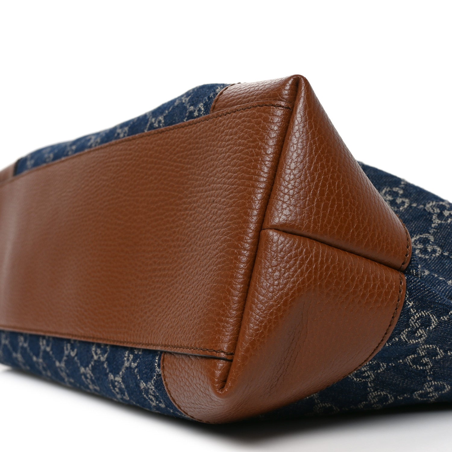 New Denim GG Monogram Medium Ophidia Shopping Tote Blue Tea Cuir