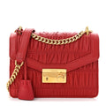 Nappa Gaufre Sound Flap Crossbody Shoulder Bag Red