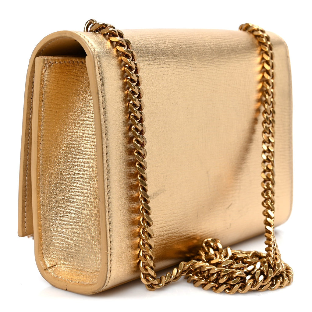Metallic Calfskin Small Classic Monogram Kate Tassel Satchel Gold