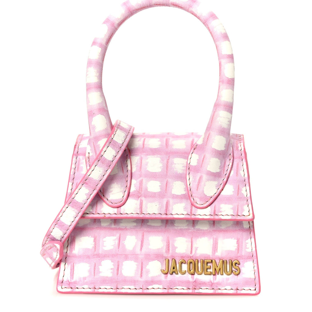 Smooth Calfskin Check Printed Le Chiquito Pink White