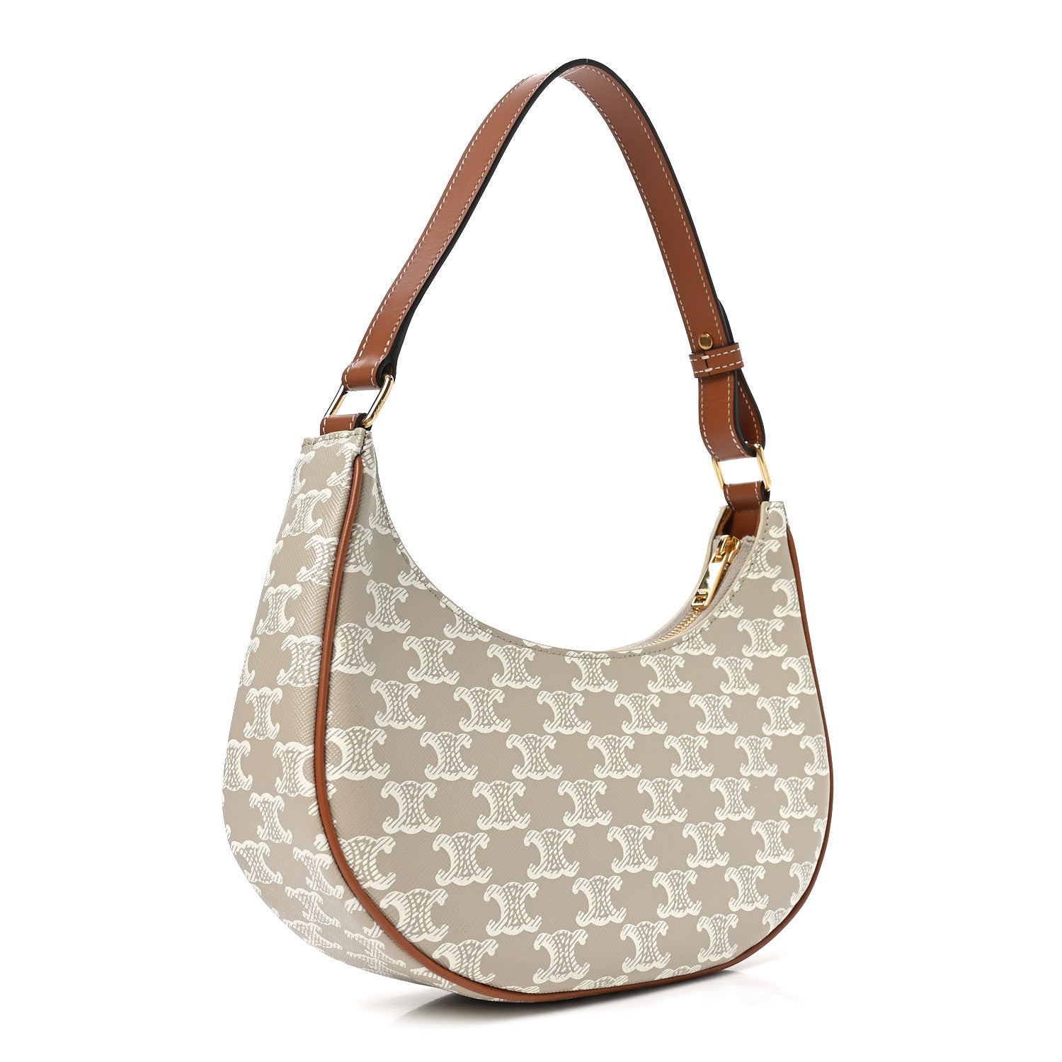 Canvas Calfskin Ava Triomphe Shoulder Bag Grege