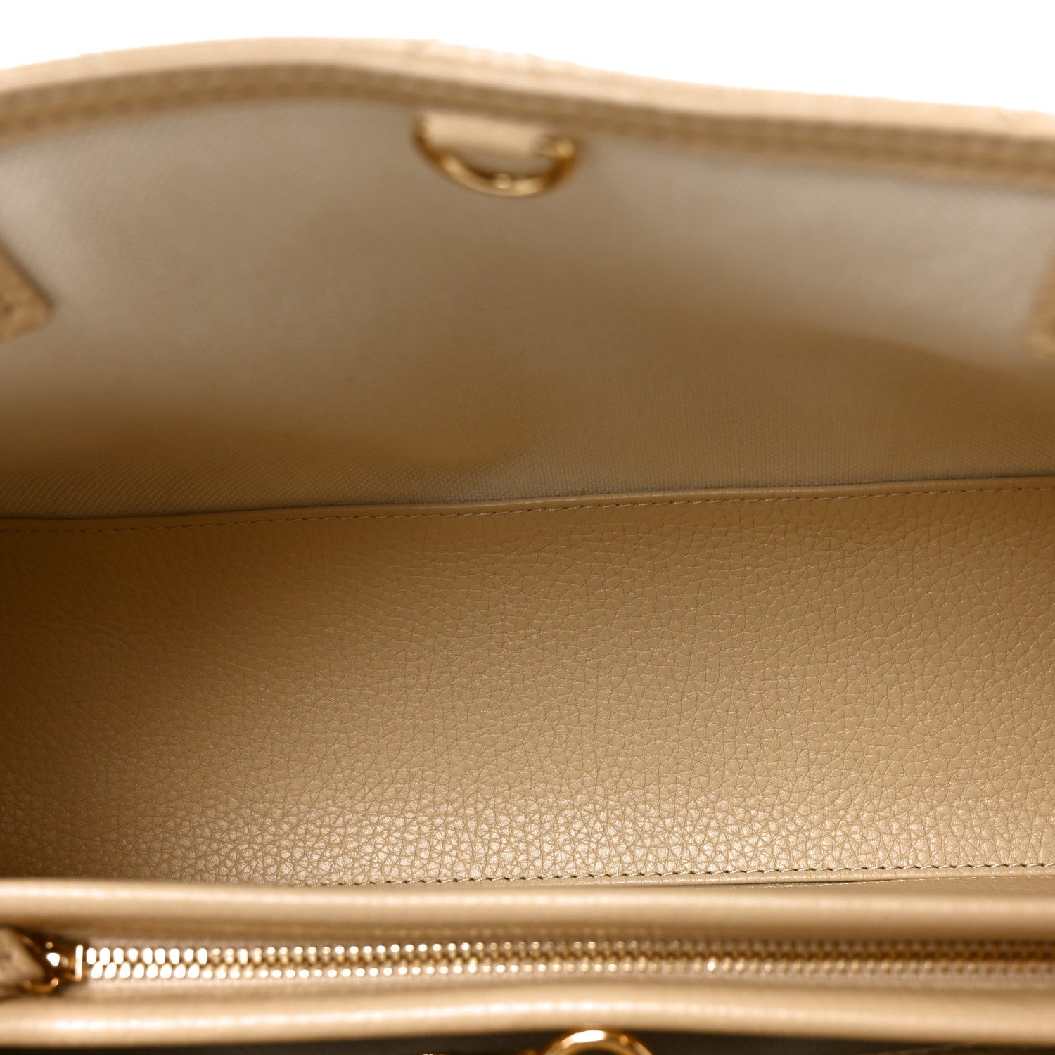 Grained Calfskin Stitched Urban Essentials Small Shopping Bag Beige