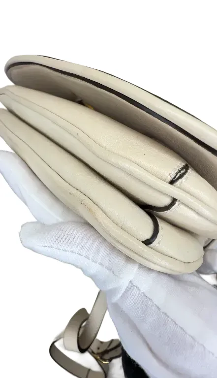GUCCI Roxy Calfskin Web Mini Blondie Shoulder Bag White A-90 A-90