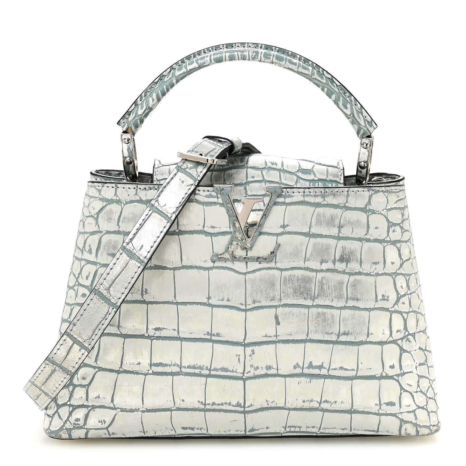 Alligator Capucines BB Blue Silver
