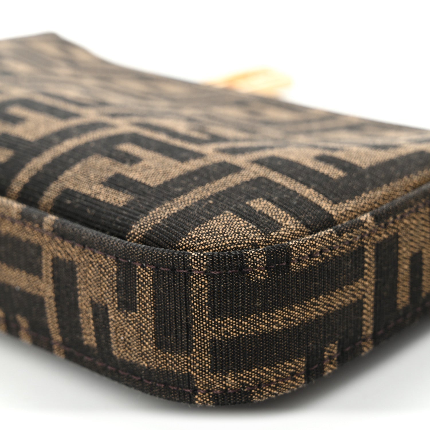 Fabric Jacquard Vitello Grace FF 1974 Baguette Pouch Tobacco Moro Sand