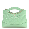 Shiny Crumpled Calfskin Quilted Nano 31 Shopping Bag Light Green