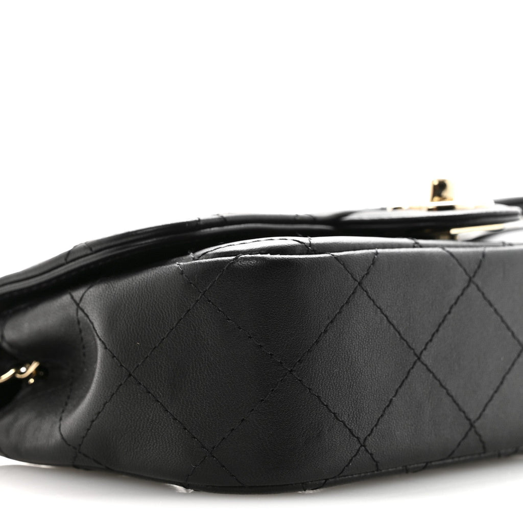 Lambskin Quilted Extra Mini V For Victory Flap Black