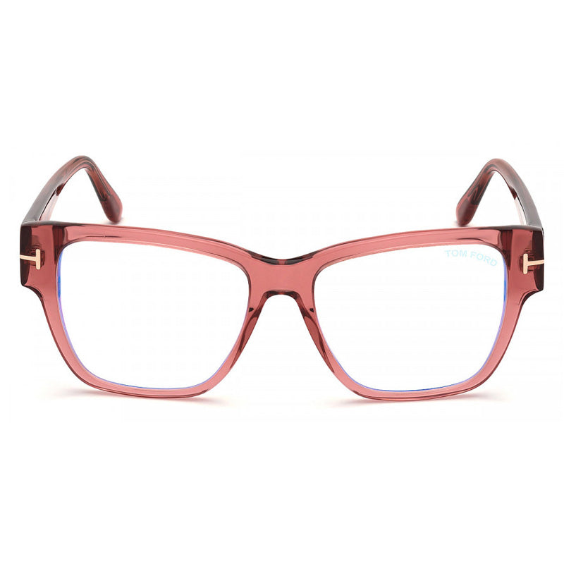 Tom Ford Eyeglasses Square Full Rim, Transparent Rose Frame and Clear Blue Light Block Lens FT5745-B072