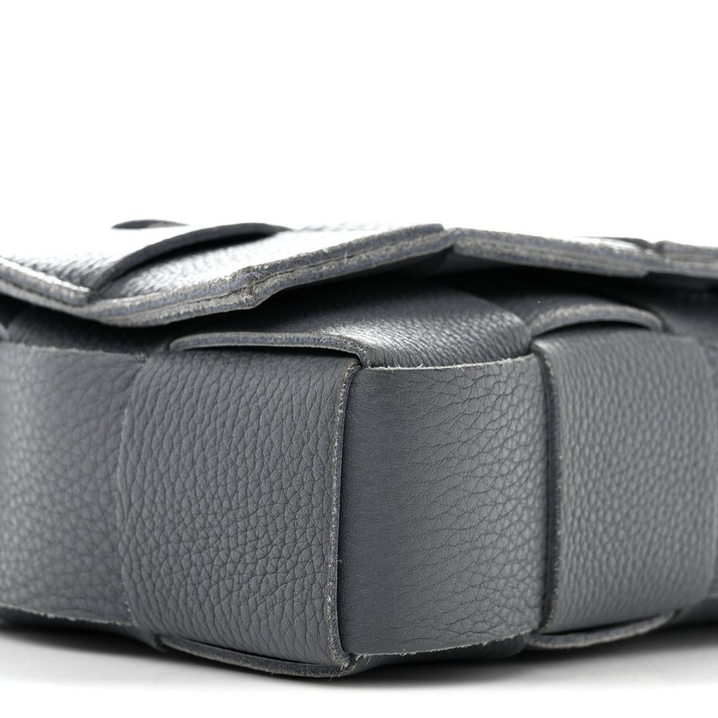 Grained Calfskin Maxi Intrecciato Cassette Crossbody Bag Thunder