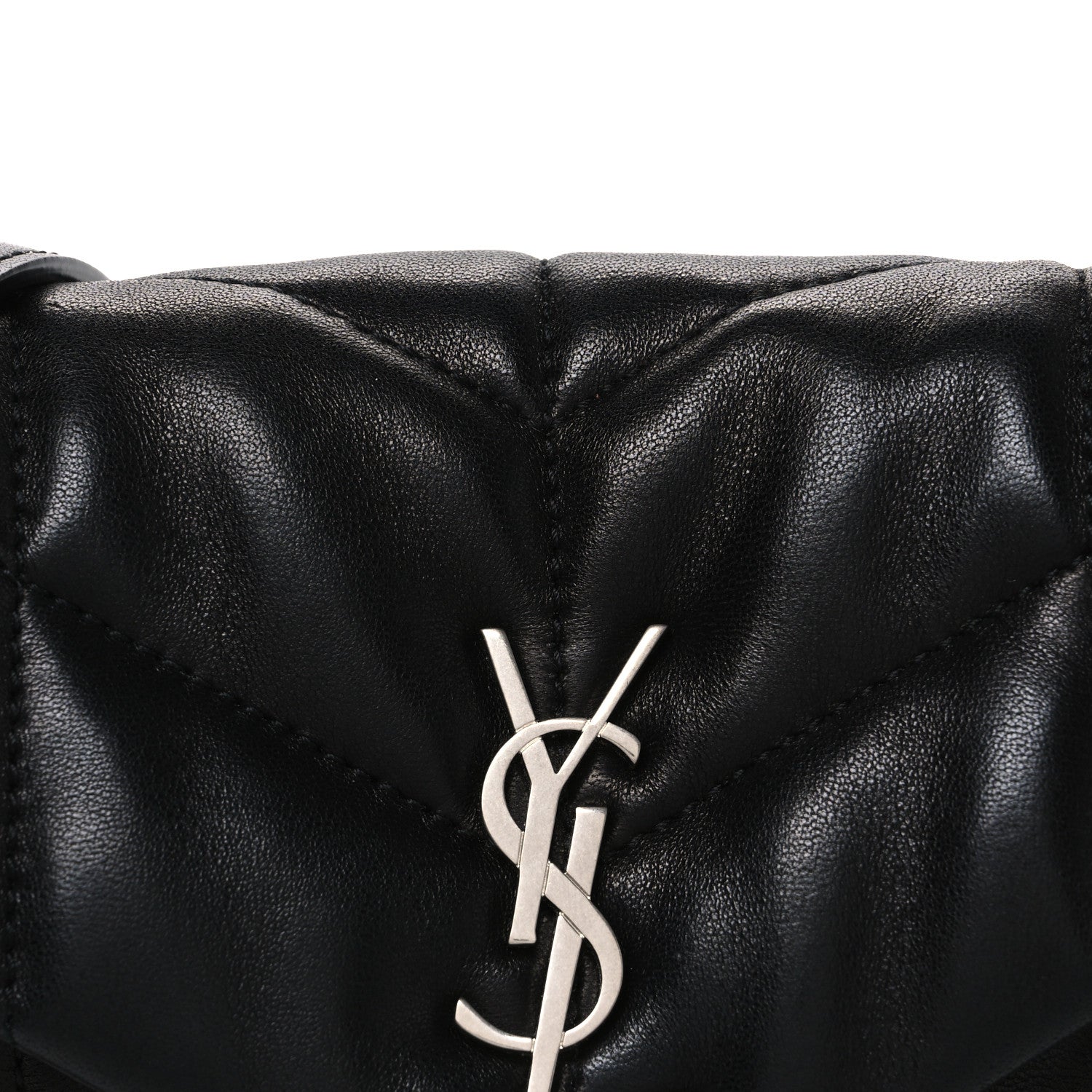 Lambskin Quilted Toy Loulou Puffer Monogram Chain Satchel Black